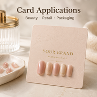 Cartes de présentation d'ongles personnalisées, cartes en carton épais avec feuille d'or gaufrée pour l'emballage de vente au détail de faux ongles faits main
