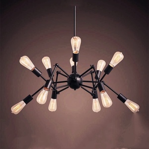 Lámpara de <span class=keywords><strong>Araña</strong></span> Retráctil de Hierro Forjado Estilo Industrial Retro para Restaurante o Bar de Estilo Americano, Lámpara Incandescente Negra para Sala de Estar - Product Image 2