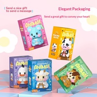 Blocs de construction en particules compatibles avec les animaux, jouet éducatif pour enfants, ornements à assembler, poupée de dessin animé, puzzle, cadeau pour fille 14+