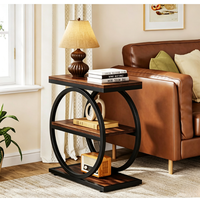 Table basse multifonctionnelle à trois niveaux avec rangement pour petits espaces, structure en métal moderne, plateau en MDF, meubles pour la maison