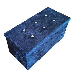 Factory custom wholesale crushed velvet folding storage box ottoman stool