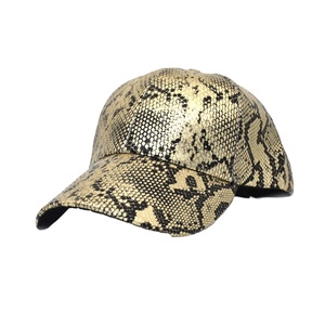 2023 6 Panels PU Leather Bling Snakeskin Snake Skin Baseball Cap - Product Image 1