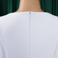 Robe de soirée élégante blanche d'été style A-line froncée pour femme, manches bouffantes, couleur unie, idéale pour le bureau ou les fêtes à Dubaï T241