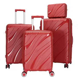 Custom 4 Wheels Suit Case Luggage 4 Pcs 20 24 28 Traveling Bag PP Trolley Set Luggage