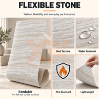 Carreaux muraux souples en porcelaine gris-blanc aspect travertin, imperméables et ignifuges pour décoration murale intérieure TV, OEM