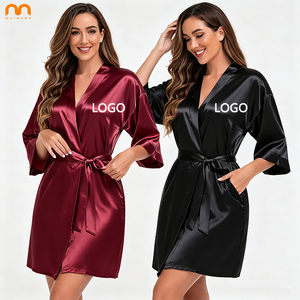 Accappatoio di Alta Qualità a Maniche Corte con Logo Personalizzato, Kimono Impermeabile in Poliestere per Donne, per Salone, Feste e <span class=keywords><strong>Parrucchieri</strong></span> - Product Image 1