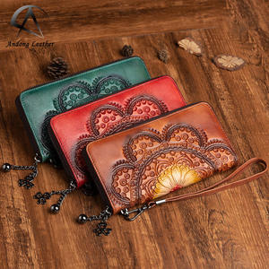 Andong Cowhide <b>Ladies</b> Long <b>Purse</b> Retro Genuine Cow Leather <b>Wallet</b> Women Hand-painted Clutch Phone Pocket <b>Wallets</b> Bag - Product Image 1
