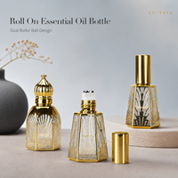Flacons roll-on en verre gaufré doré de luxe 8ml 15ml pour huiles essentielles et parfums