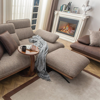 Ensemble de canapés modulaires carrés en cuir/tissu de style italien moderne - Design durable de haute qualité pour salon, appartement, école