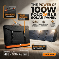 Panneau solaire portable pliable 100W monocristallin haute efficacité, IP65, chargeur USB QC3.0 18V DC pour camping-car, camping, station d'alimentation