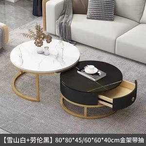 Meubles de salon modernes et luxueux, meuble TV rétractable minimaliste, petite table basse, plateau en marbre, structure en bois, écologique, grand modèle - Product Image 3