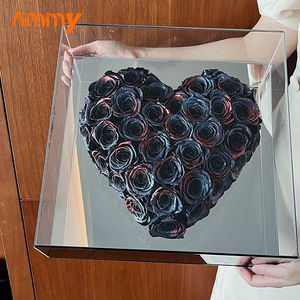 AM-PFE03CAmmy Preserved Natural Rose Mirror Acrylic <strong>Gift</strong> <strong>Box</strong> Valentine's Day Love Heart Real Flowers Wedding <strong>Christmas</strong> Large - Product Image 2