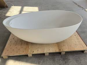 Bồn tắm tự do bằng đá nhựa trắng mờ, giá xuất xưởng Trung Quốc, chất liệu đá nhân tạo, dành cho phòng tắm - Product Image 3