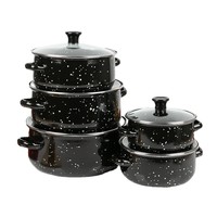 Vente directe usine – Ensemble de 5 casseroles émaillées, faitouts et marmites en fonte émaillée pour la cuisson quotidienne