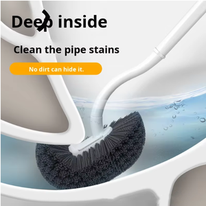 Cepillo de inodoro tipo S de pared al por mayor, con cerdas suaves, mango largo para limpieza de esquinas sin puntos muertos, ideal para inodoros de cuclillas. - Product Image 3