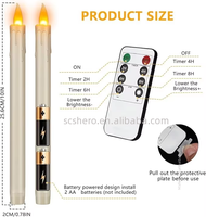 Bougies coniques sans flamme, effet de flamme vacillante réaliste, fonctionnant sur piles, télécommande, minuterie, décoration d'intérieur, plastique écologique