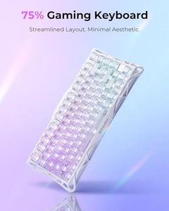 Clavier de jeu mécanique sans fil OEM ODM Mercury K1 Lite 75 Tri-mode avec touches transparentes, joint d'étanchéité et touches interchangeables à chaud - Product Image 3