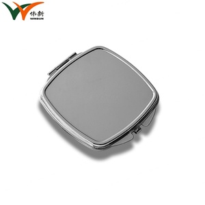 Personalized Name Simple Square Silver Stainless Steel Double Side <b>Compact</b> <b>Mirror</b> - Product Image 3