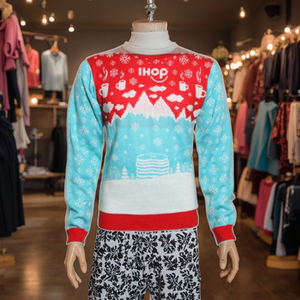 Pulls de <span class=keywords><strong>Noël</strong></span> moches d'hiver personnalisés, <span class=keywords><strong>pull</strong></span> en tricot de grande taille avec col en O et décoration à motifs - Product Image 1