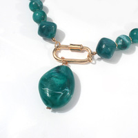 Collier tendance pour femme en perles de plastique vintage NK23010, chaîne serpent géométrique bicolore plaqué or, style décontracté