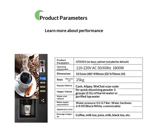 Hot Selling Desktop Water Treatment Coin Operated <b>Fully</b> <b>Automatic</b> Instant Hot Drink <b>Coffee</b> Milk Tea Vending <b>Machine</b> - Product Image 3