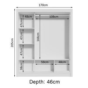 Organizador de armario de muebles de dormitorio Armario <span class=keywords><strong>blanco</strong></span> con espejo Puerta corredera Almacenamiento <span class=keywords><strong>grande</strong></span> - Product Image 3