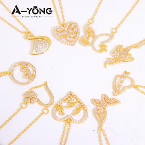 Abrabic Luxe Stijlen 18K Verguld Messing Met Zirkoon Hanger Ketting Vlinder Hartvorm Lange Ketting Ketting Voor Vrouwen - Product Image 1