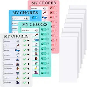 Gráfico de tarefas personalizado para várias crianças com Cardstock destacável para casa rotina planejamento Memo plástico Checklist Board