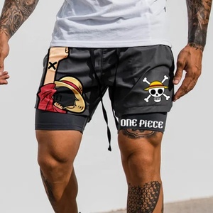 <span class=keywords><strong>2</strong></span>-in-1 Atmungsaktive Gym-Sportshorts Einteilige Roronoa Zoro Laufshorts Fitness Jogging Workout für Männer im Anime-Stil - Product Image 2