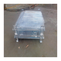 Conteneur pliable en treillis métallique robuste en acier zingué pour entrepôt avec 4 roues