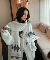 Gemütliche Argyle-Strickjacke - Weiche Mohair-Mischung, Oversize-Passform, Winterwärme & Schicker Stil für Damen, Perfekt für Freizeit & Büro