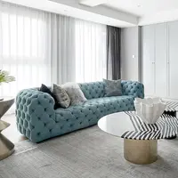 Chesterfield 7 Tempat Duduk Kain Sofa Desain Modern Dapat Dipakai Bagian Tempat Tidur Sofa Set Mebel Sofa Ruang Tamu Sofa