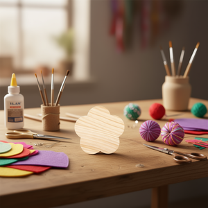 Base in Legno Ilan a Forma di Fiore di Prugna, 10cm, Spessore 5mm, per Artigianato e Fai-da-Te - Product Image 2