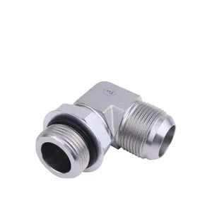 Stainless Steel 1/4 JIC Male to 3/8 ORB Male Threaded 90 Elbow Hydraulic Fittings