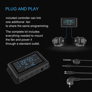 2024 Smart WIFI APP Controller 4 polegadas <span class=keywords><strong>Air</strong></span> Filtration Kit Inline Duct Fan <span class=keywords><strong>Carbon</strong></span> <span class=keywords><strong>Filter</strong></span> Ventilation Combo para Plant Growing Tent - Product Image 5