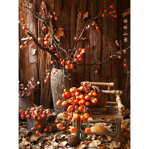 Yihua Floral Art Branche d'Arbre de Kaki Artificielle 108cm Fleur en Soie Rouge Ornement Végétal Décoratif - Product Image 1