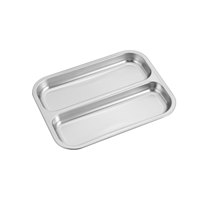 Plateau à collation en acier inoxydable 304 poli, à deux compartiments, pour assaisonnements, style minimaliste, pour usage commercial quotidien en restaurant