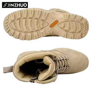 Suela de goma duradera, zapatos tácticos de cuero de ante transpirable para hombre, botas protectoras tácticas para el desierto con cremallera lateral marrón caqui - Product Image 2
