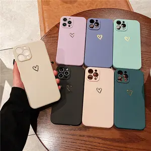 Custodia per telefono con motivo a cuore Color caramella per iPhone 13 12 11 Pro Max Xs Xr Xs Max 7 8 Plus Cover in Silicone morbido