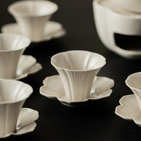 Ensemble de réchaud à thé en porcelaine émaillée à la cendre de bois, théière et tasses faites à la main, style moderne et minimaliste, coffret cadeau, résistant à la chaleur pour aliments