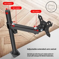 Soporte de Escritorio Metálico Negro de Altura Ajustable y Movimiento Completo para Monitor de PC de 14"-27" Directo de Fábrica en Stock