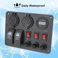 Panel Saklar Kontrol RV 5 Gang Dengan Pemutus Sirkuit, Pengisi Daya USB 3.1A, Saklar ON/OFF 12V I/O, Panel Saklar Rocker Mobil Kapal untuk Kapal Laut