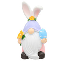 Barang Dekorasi Rumah Patung Gnome Kreatif dari Resin, Ornamen Desktop, Ornamen Resin Kurcaci, Kelinci Lucu