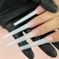 Pointes d'ongles professionnelles XXL transparentes coniques 500CS sans courbe en C, forme cercueil, avec logo personnalisé, et pointes d'ongles carrées stiletto XXXL