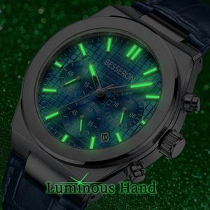 Reloj Cronógrafo de Cuarzo para Hombre, Movimiento Japonés, Acero Inoxidable, 100M Resistente al Agua, Correa de Cuero, Reloj Personalizado de Moda - Product Image 3