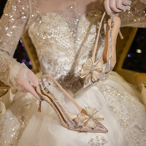 <span class=keywords><strong>Sandali</strong></span> <span class=keywords><strong>da</strong></span> donna con tacco a spillo a punta, stile francese, con strass e fibbia, modello farfalla, per matrimonio, collezione estate 2023 - Product Image 4
