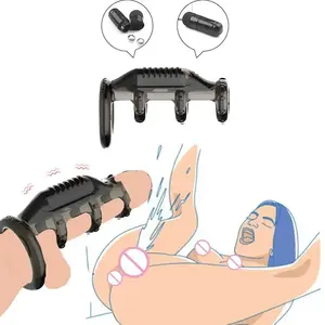 Anel vibratório do pênis During Ampliar o galo Estimular a massagem Clitóris Anel do pênis Vibrador Brinquedos sexuais para homens Masturbadores