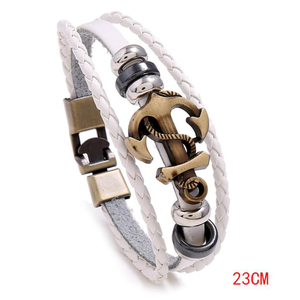 Pulsera vikinga de estilo náutico para hombre, cuerda trenzada, joyería con abalorio de ancla