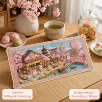 Autocollants de scène miniature 3D multicouche personnalisés, style Kawaii, mignons, thème Sakura, fleurs de cerisier roses, style japonais
