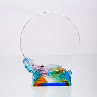 Trophée en cristal de verre en forme de nuage, nouveau design, vente en gros, avec impression laser et UV, plaque personnalisée pour souvenir d'entreprise